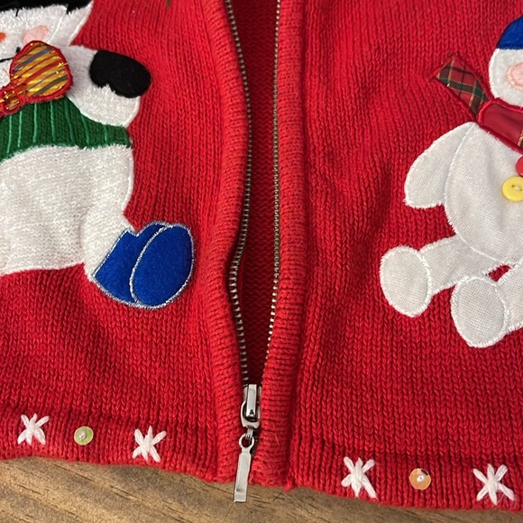 VTG Hampshire Studio Snow Christmas Sweater Vest Women’s L - Picture 9 of 11